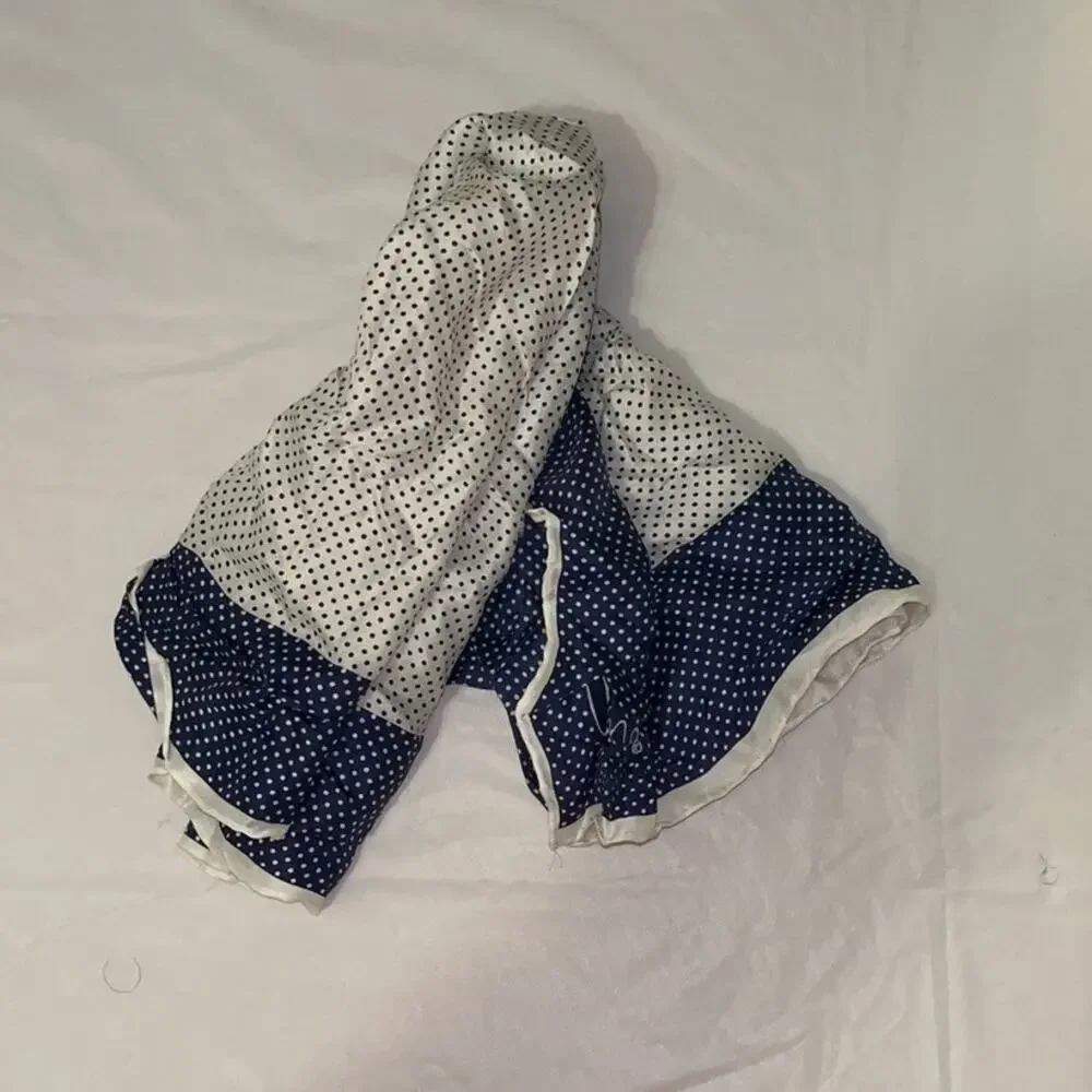 Vintage Vera Neumann Scarf - Signed - Blue & White - Polka Dot